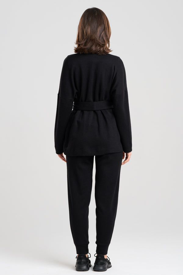 Natori Himalaya Sweater Knit Cardigan Black