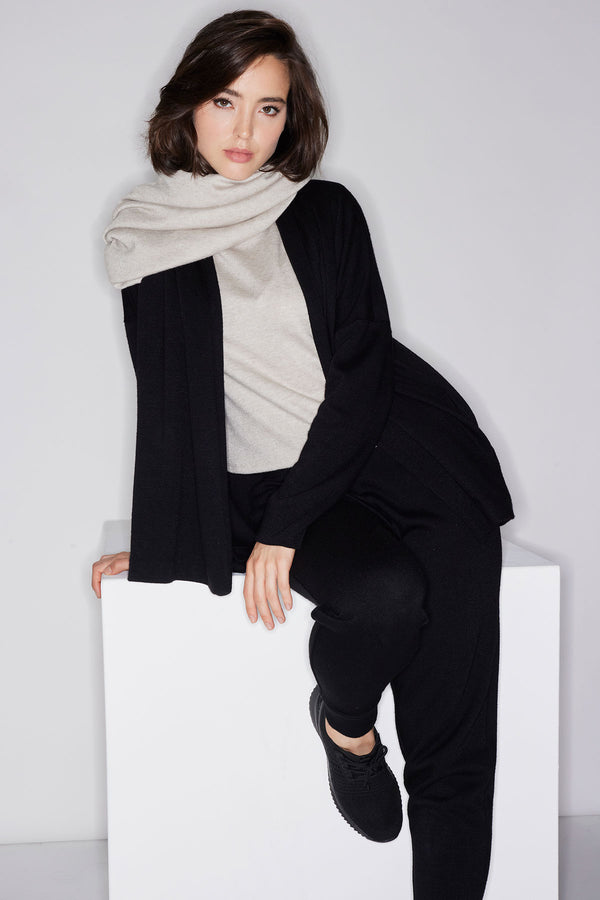 Natori Himalaya Sweater Knit Cardigan Black