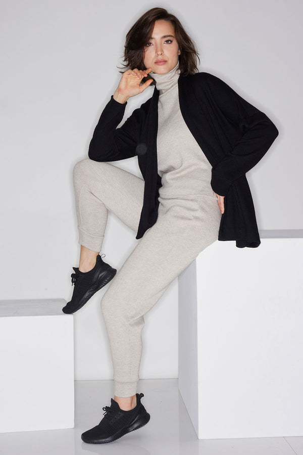 natori Himalaya Sweater Knit Cardigan Black