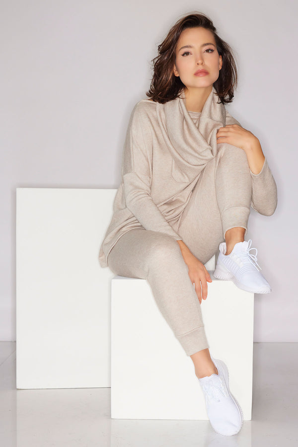 natori Himalaya Sweater Knit Wedge Top Cashmere