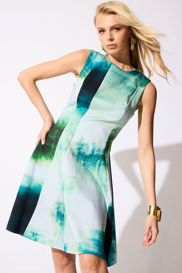 natori Hisui Cotton Chino Fit & Flare Dress Teal