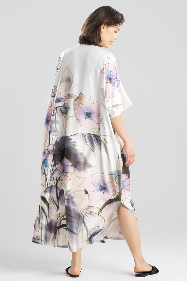 Natori Hiyaku Printed Charmeuse Caftan Multi