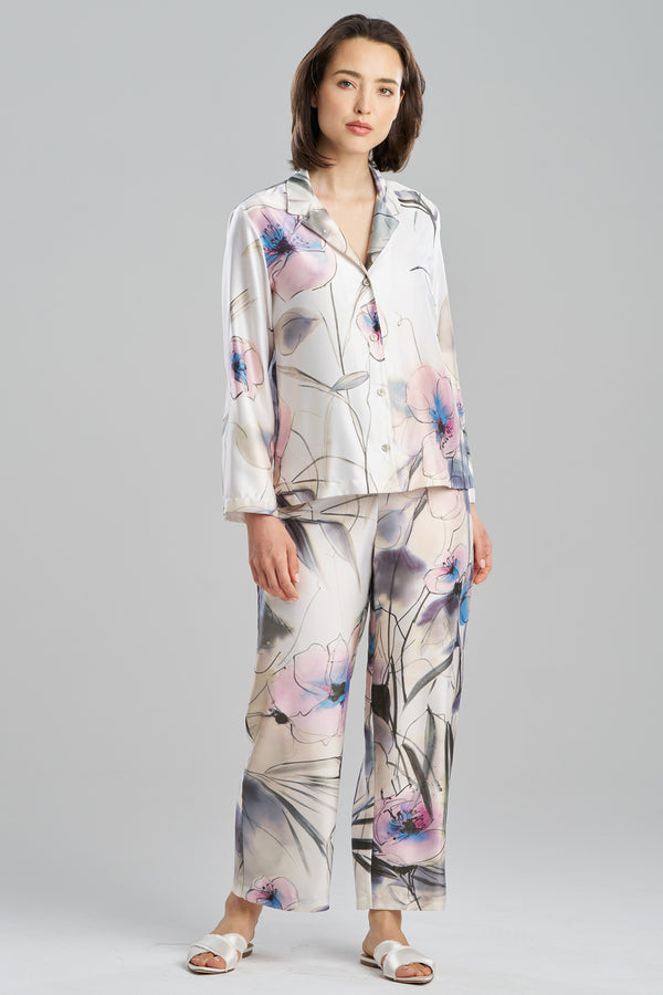 natori Hiyaku Printed Charmeuse Notch PJ Multi