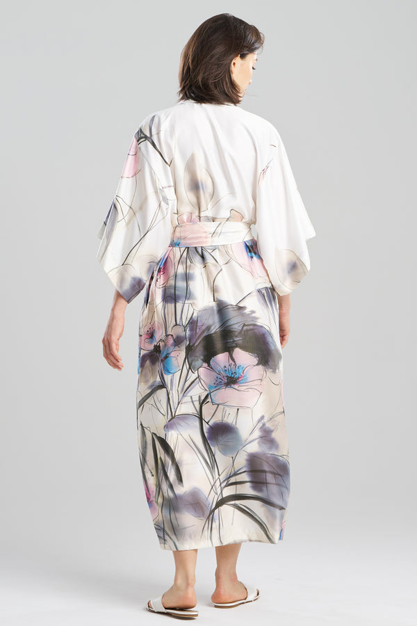Natori Hiyaku Printed Charmeuse Robe Multi
