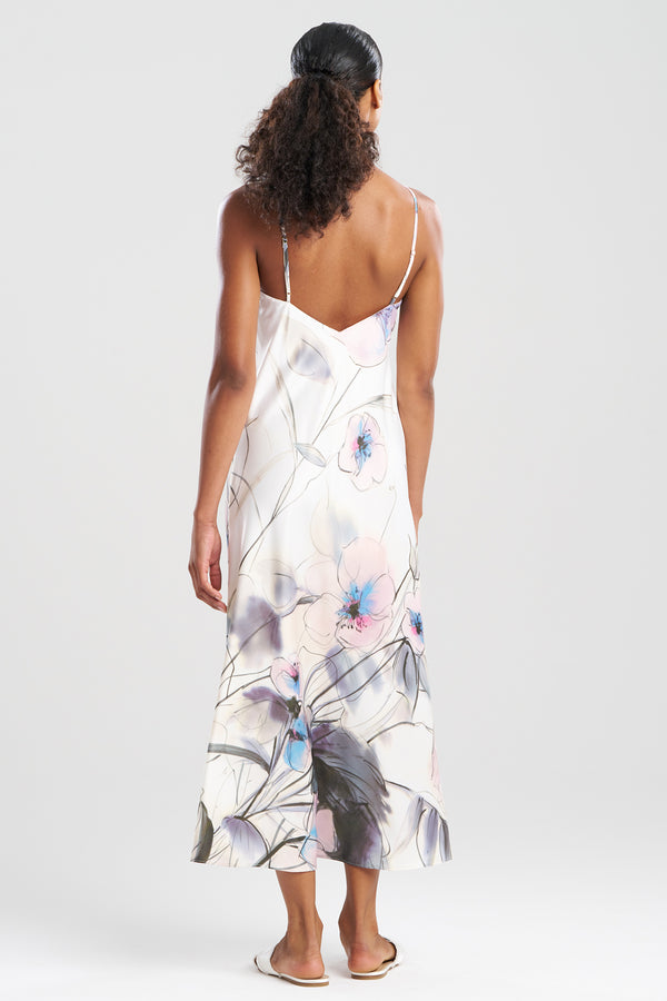 Natori Hiyaku Printed Charmeuse Slip Dress Multi