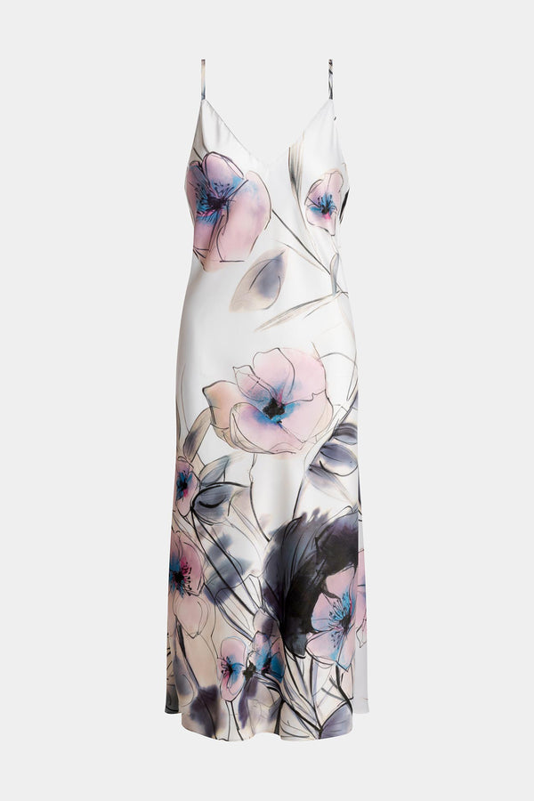 Natori Hiyaku Printed Charmeuse Slip Dress Multi