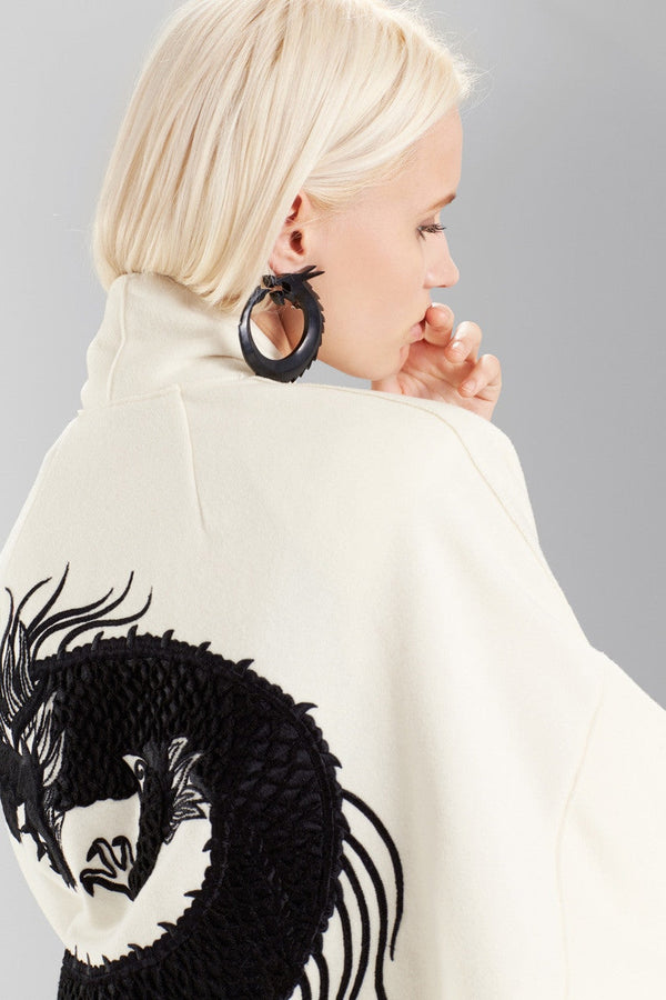 Natori Horn Dragon Clip Earrings Ebony