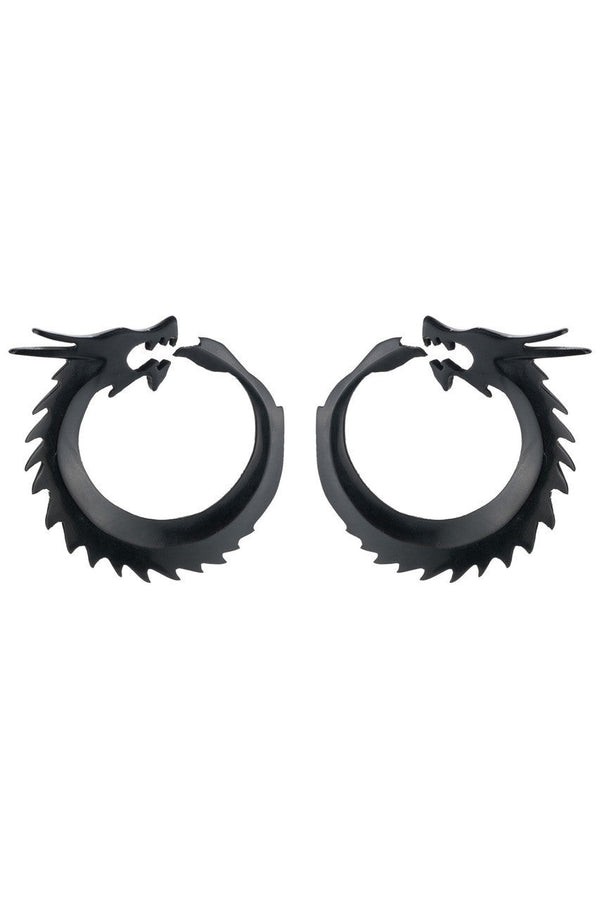 natori Horn Dragon Clip Earrings Ebony
