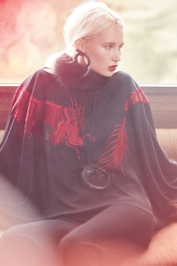 Natori Horn Dragon Necklace Ebony