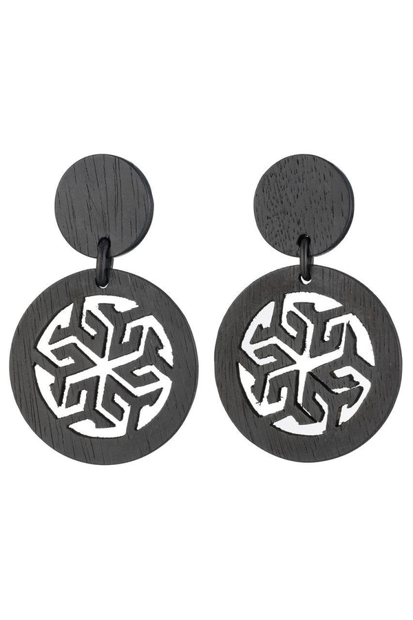 natori Horn Round Drop Clip Earrings Ebony