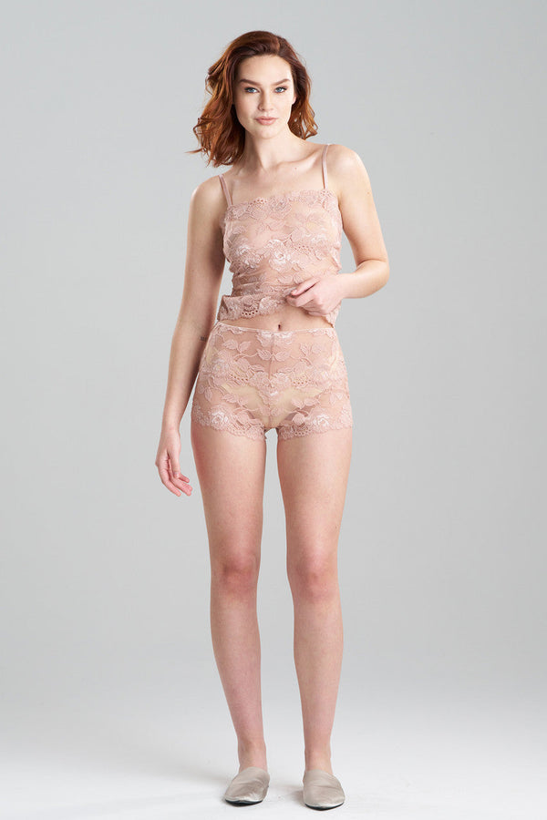 natori Imagine Allover Lace Boyshorts Rose Petal