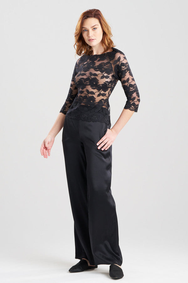 natori Imagine Allover Lace Top Black