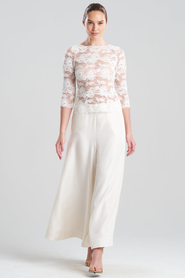 natori Imagine Allover Lace Top Warm White