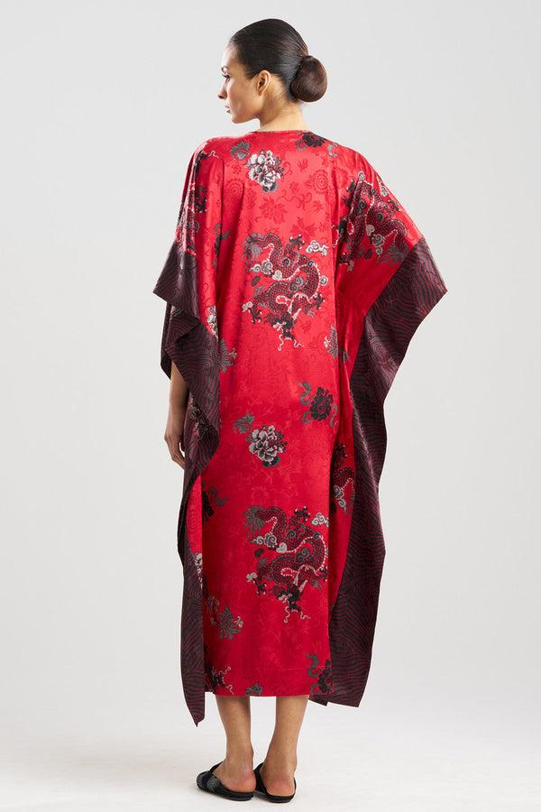 Natori Imperial Dragon Jacquard Caftan Red