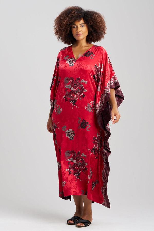 Natori Imperial Dragon Jacquard Caftan Red