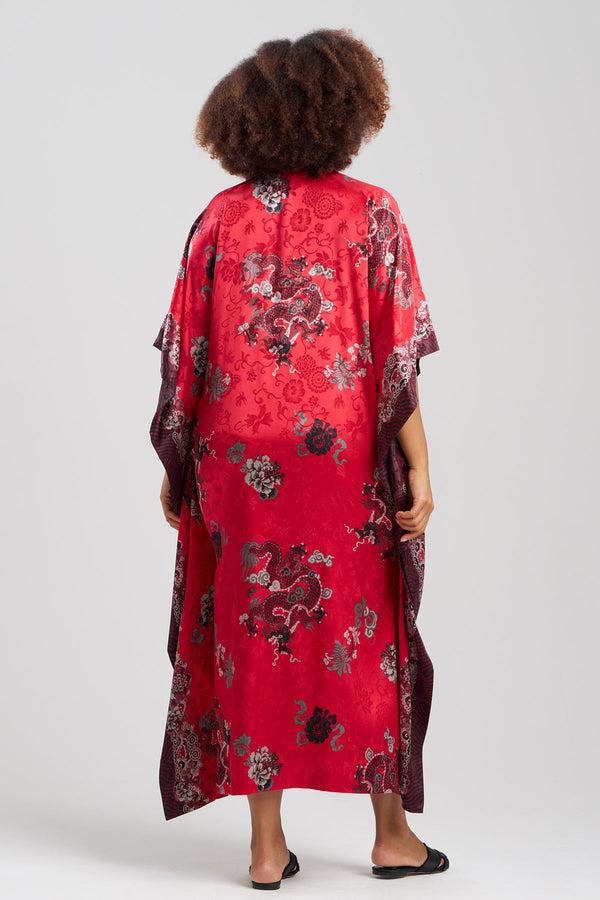 Natori Imperial Dragon Jacquard Caftan Red