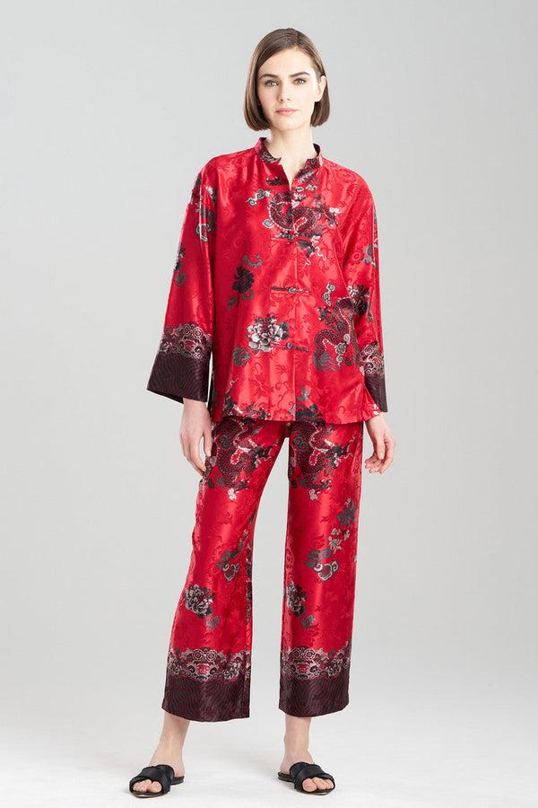 Natori Imperial Dragon Jacquard Mandarin PJ Red