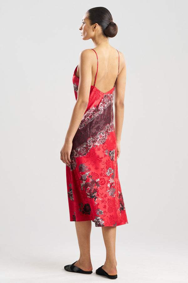 Natori Imperial Dragon Jacquard Slip Dress Red