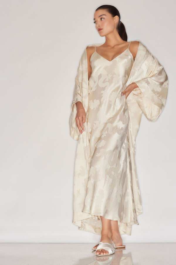 natori Ines Dragon Slip Dress Warm White