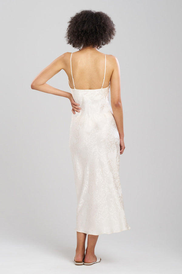 Natori Ines Jacquard Silk Gown Warm White