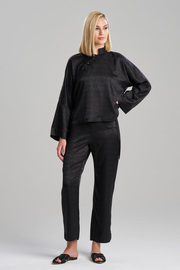 natori Infinity Jacquard Mandarin Button PJ Black