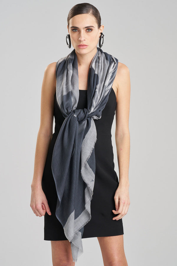 natori Ink Dragon Printed Scarf Black