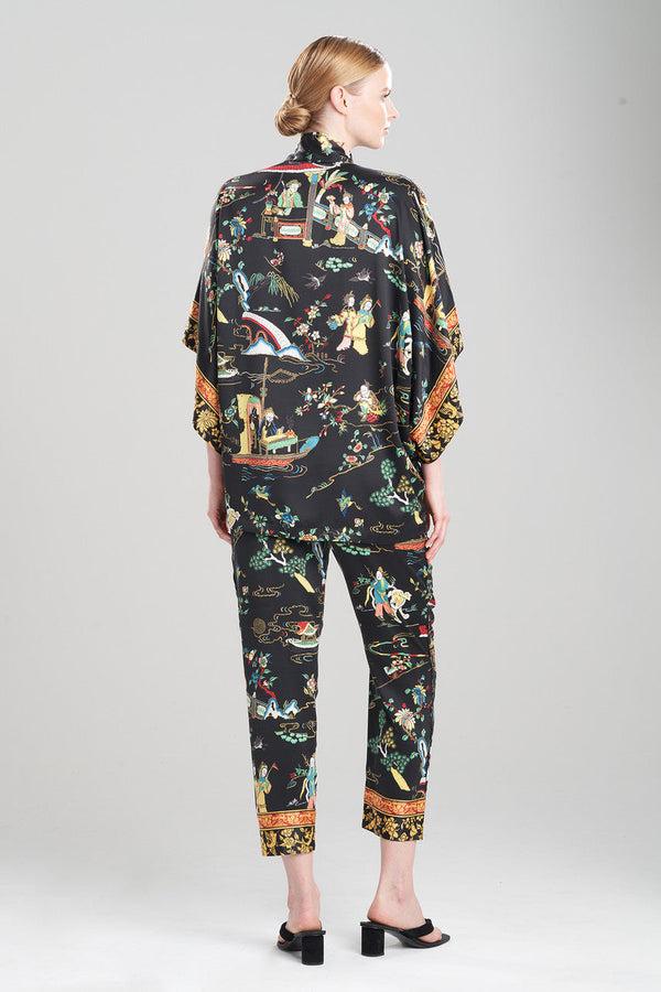 Natori Kana Charm Short Robe Black Multi