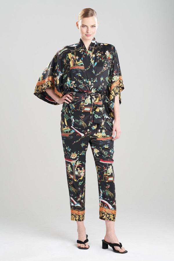 natori Kana Charm Short Robe Black Multi