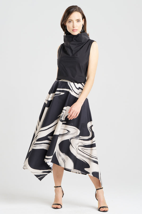 Natori Kaze Cotton Origami Maxi Skirt Black