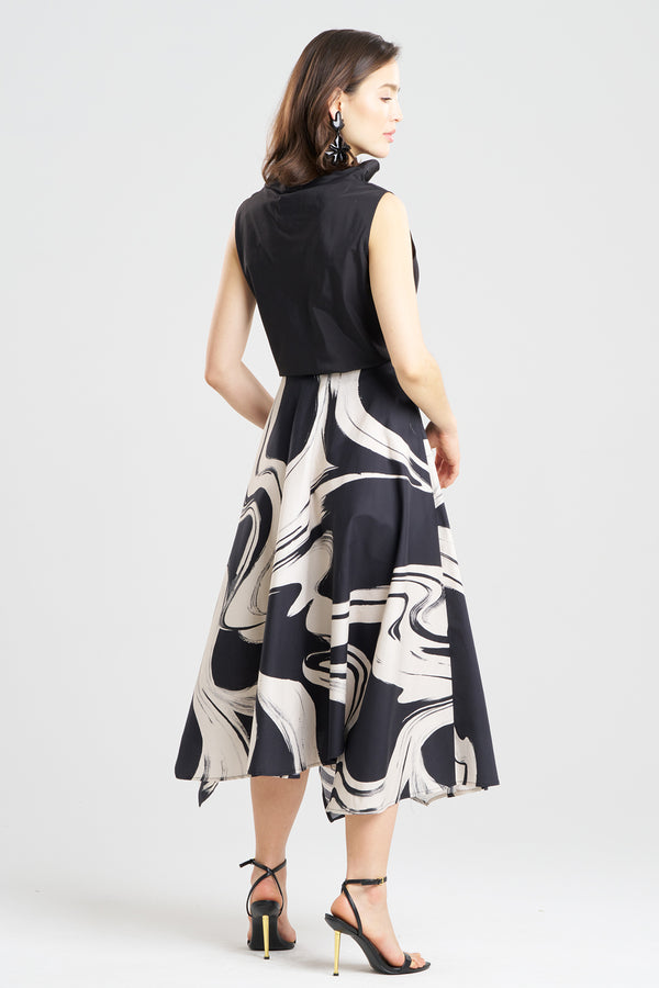 Natori Kaze Cotton Origami Maxi Skirt Black