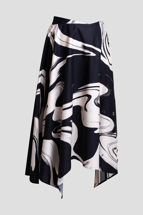 Natori Kaze Cotton Origami Maxi Skirt Black