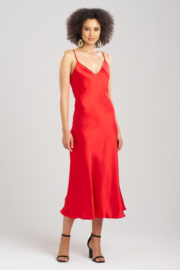 natori Key Essentials Silk Gown Scarlet