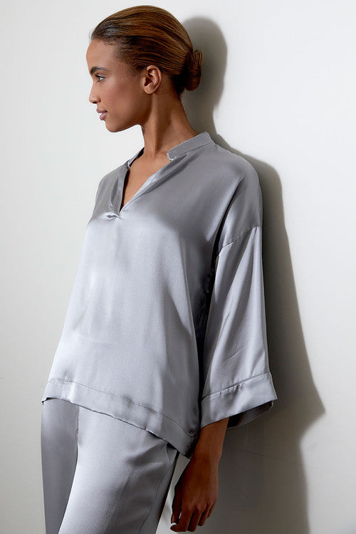 natori Key Essentials Silk PJ Silver