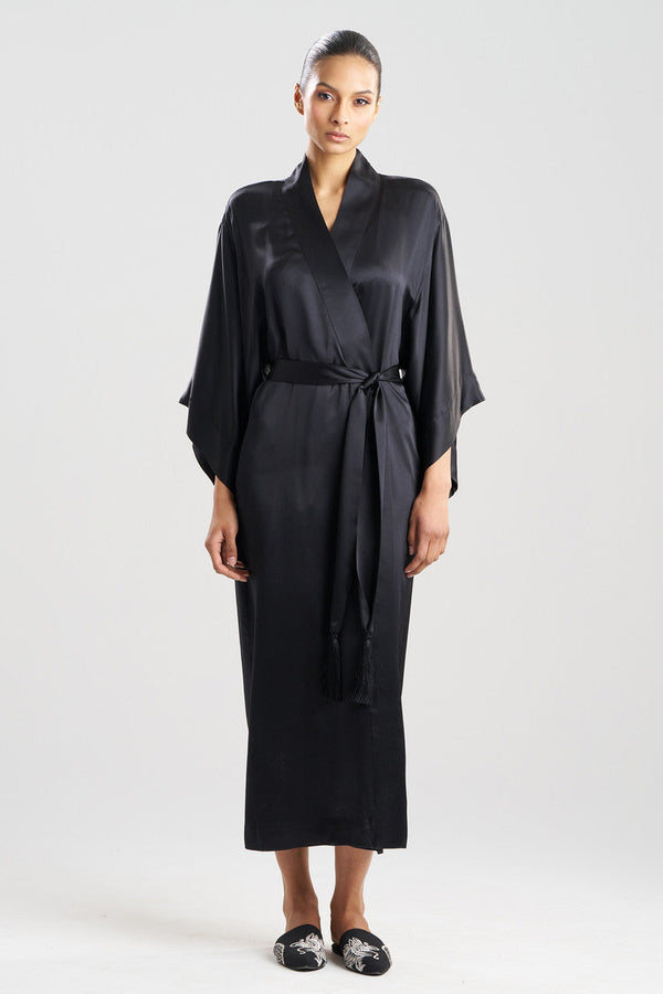 natori Key Essentials Silk Robe Black