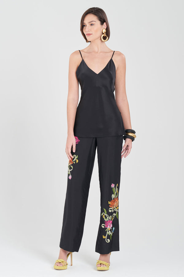 natori Key Essentials V-Neck Silk Cami Black