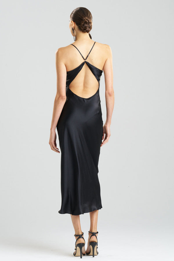Natori Key Essentials V-neck Silk Gown Black