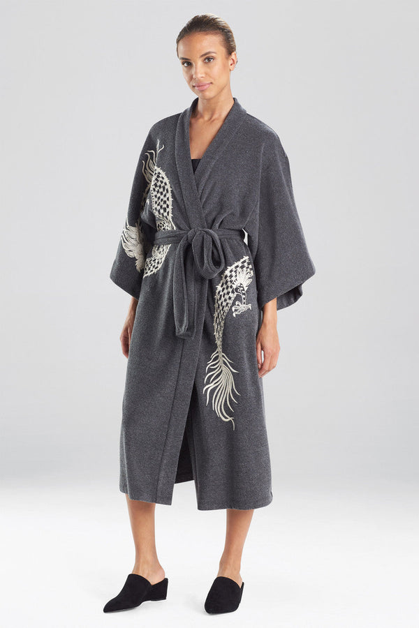 Natori Kham Dragon Embroidered Robe Black