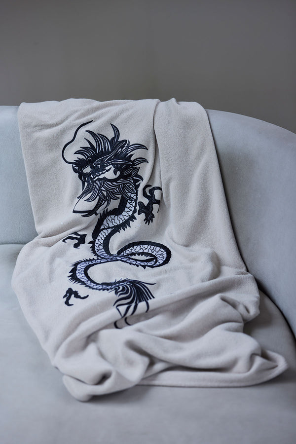 natori Kham Embroidered Dragon Blanket Cashmere