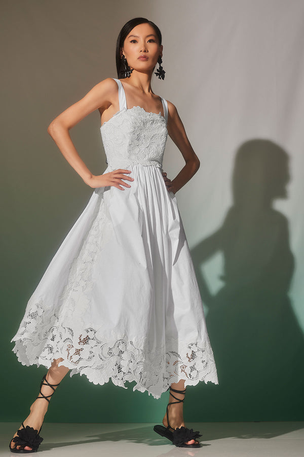 natori Kumo Embroidery Applique Sundress White