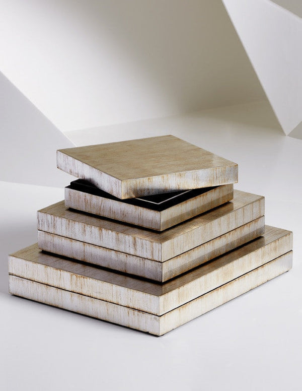 natori Lacquer Rectangular Box Foil Antique Silver