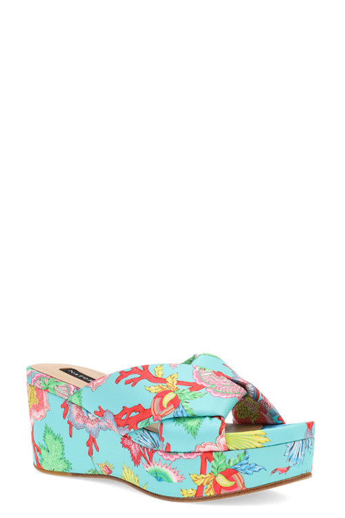 natori Lanna Hinami Platform Thong Sandals Aqua