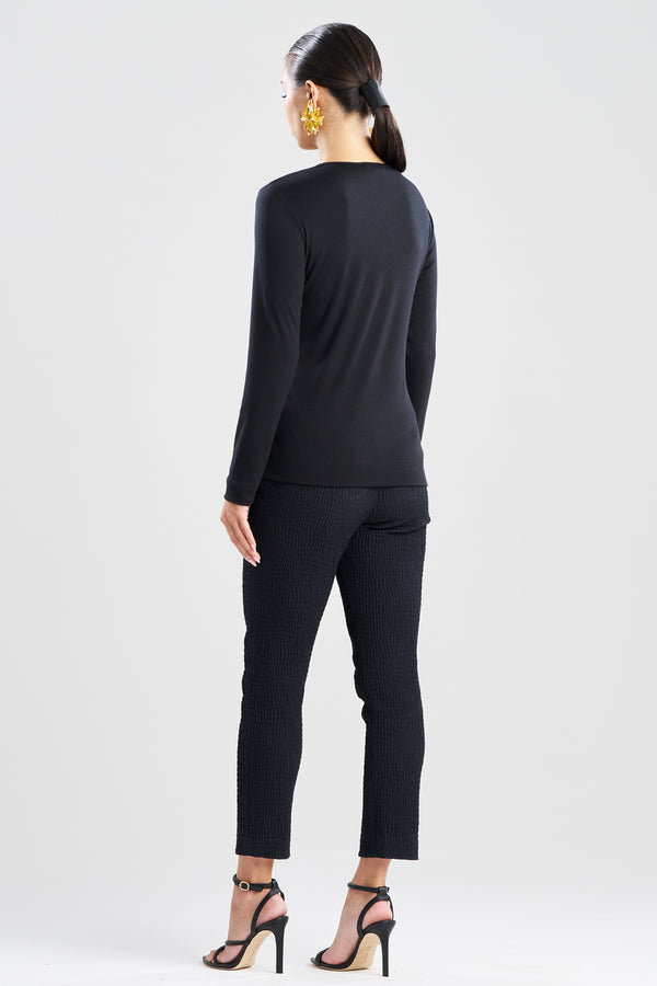 Natori Layering Jersey Long Sleeve Crew Neck Black