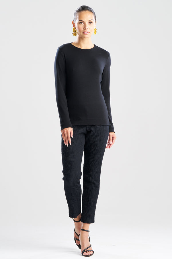 natori Layering Jersey Long Sleeve Crew Neck Black