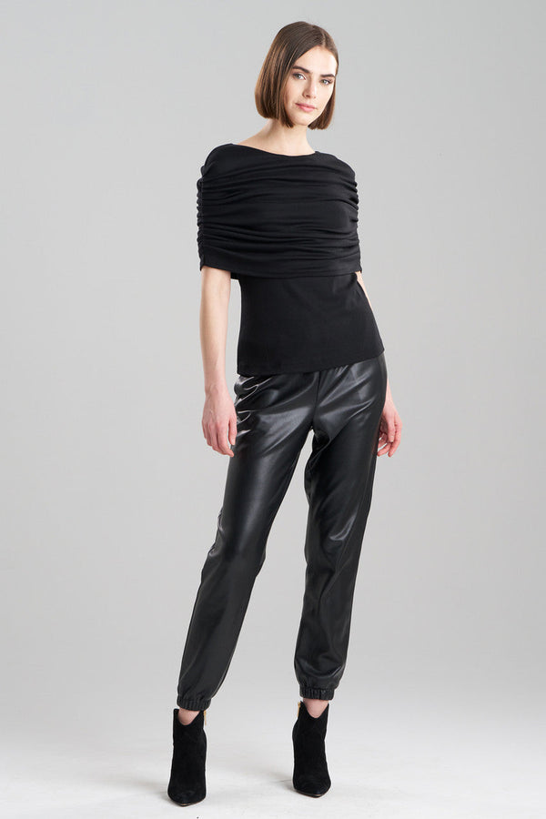 natori Layering Jersey Rouched Top Black