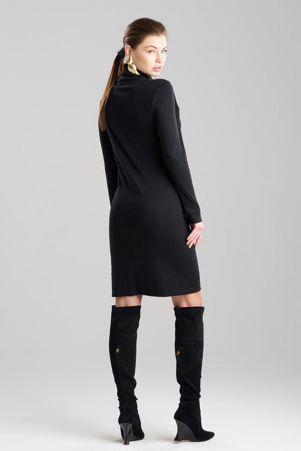 Natori Layering Jersey Turtleneck Dress Black