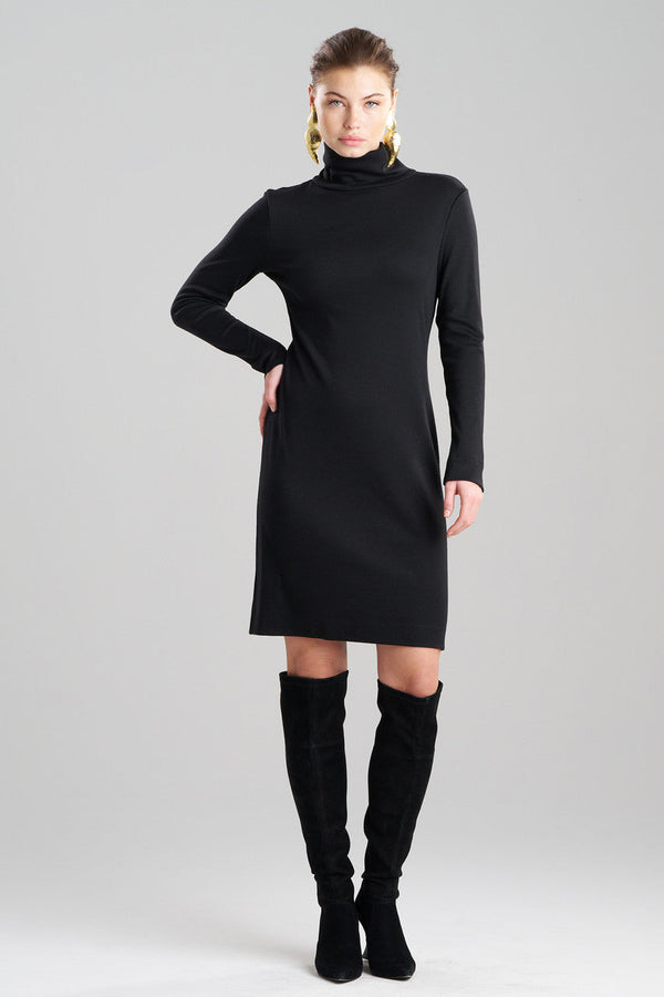 natori Layering Jersey Turtleneck Dress Black