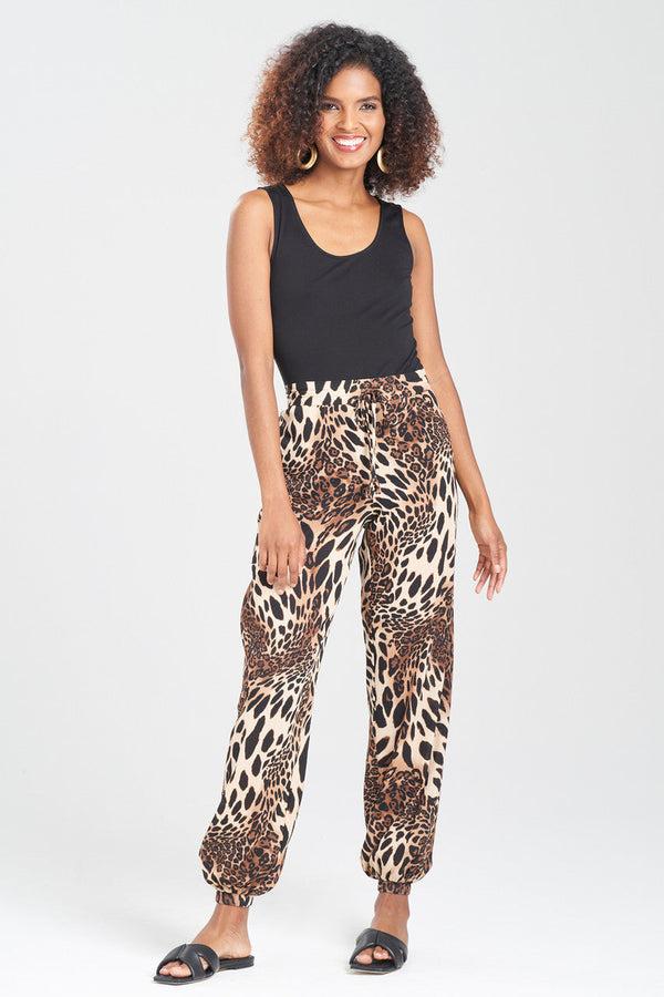 Natori Leopard Cotton Gauze Pants Chestnut