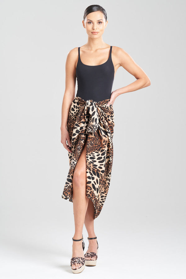 Natori Leopard Cotton Gauze Pareo Chestnut