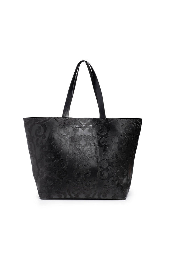 natori Leticia Embroidery Large Tote Bag Black