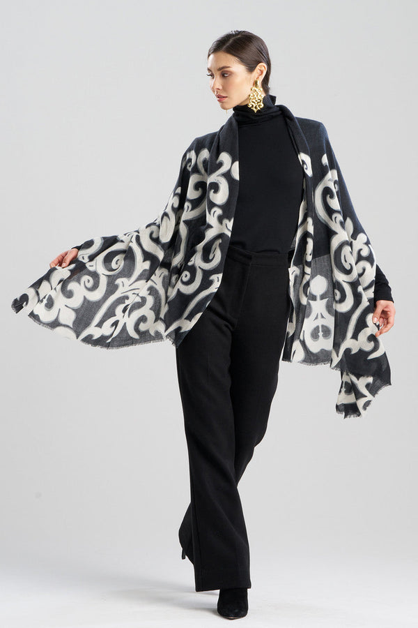 Natori Leticia Printed Scarf Black